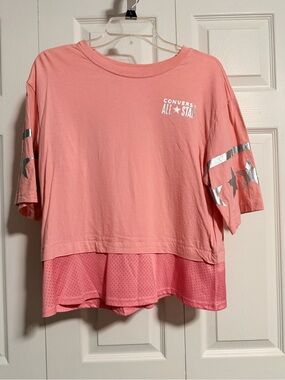 Converse All Star Pink Layered Short-Sleeve Top
